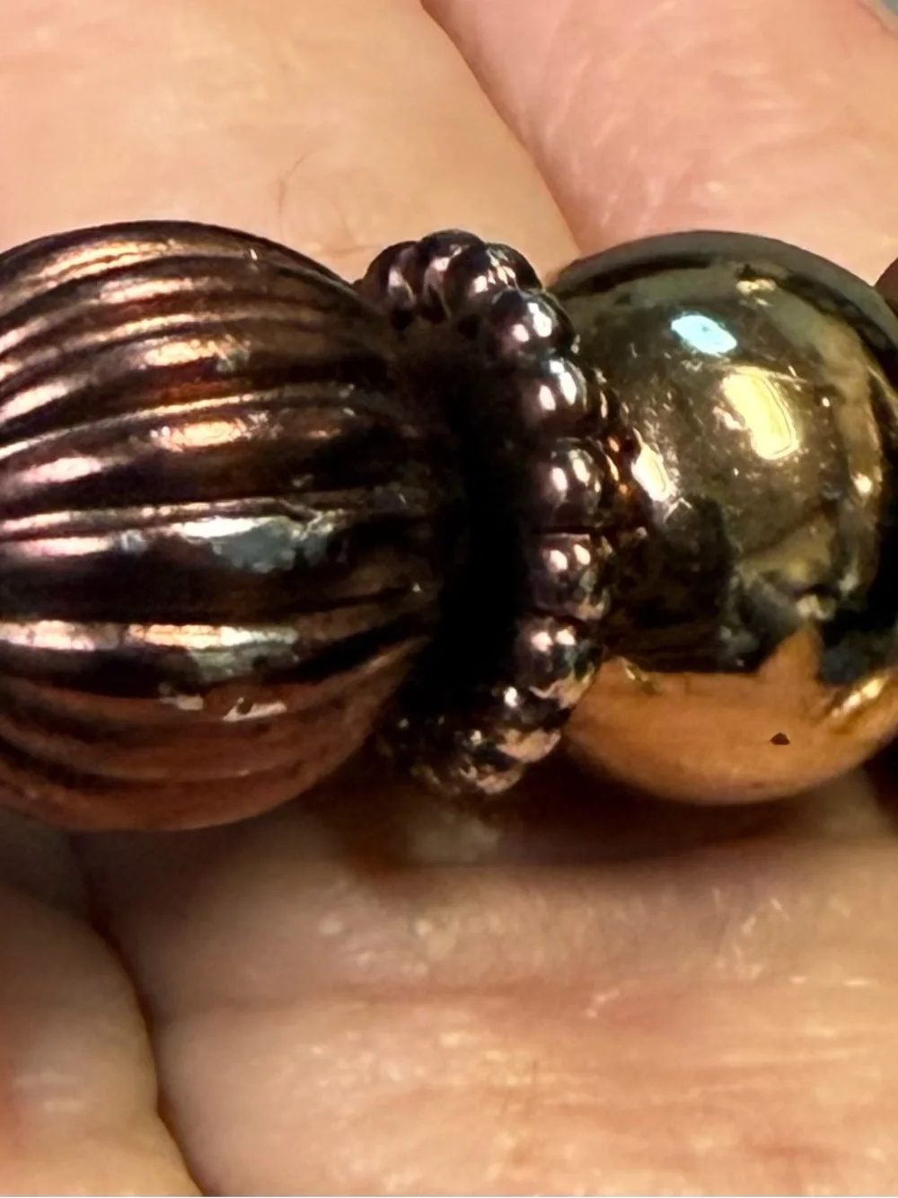 Gold and Bronze Beaded Costume Stretch Bracelet